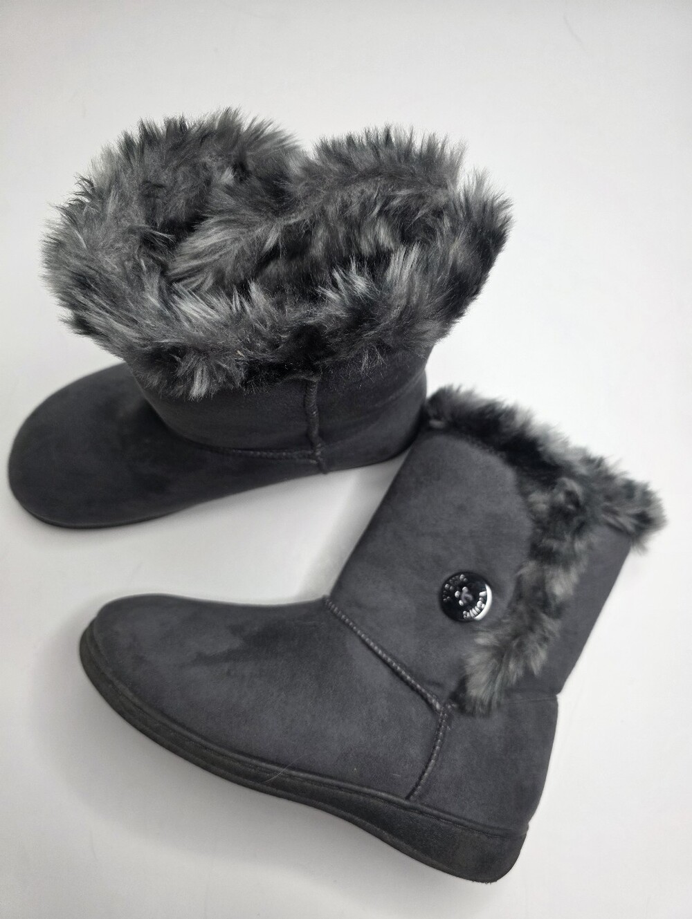 Vionic Fairfax Womens Boots Size 6 Gray Faux Fur Lined Orthaheel Slip On Ease